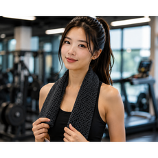 3초 냉각 아이스 쿨타올 / 얼음 냉감 스포츠타월 / 닿자마자 얼음찜질 냉수건 / 쿨링 타월 끝판왕, 블랙, 1개