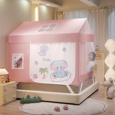 벙커 침대 방충망 캐노피 실내 모기장 텐트, 핑크(아기 코끼리)