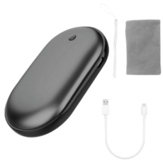프리미엄 휴대용 손난로 고속 보조배터리 핫팩 6600mAh, 블랙