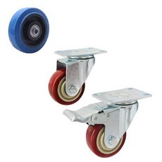 우레탄 바퀴 무소음 고하중 회전형 브레이크 카트 구루마 대차바퀴 3인치 4인치, 레드, 1개