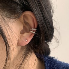 두줄 볼드 투라인 링 페이크 피어싱 귀찌 이어커프
