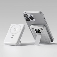 ANYOU 고속충전 대용량 보조배터리 유무선 충전 일체형 보조밧데리 20000mAh 거치대 휴대용, 흰색
