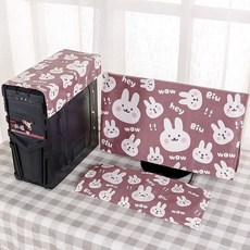 電腦防塵罩 臺式電腦套 通用電腦防塵罩全包圍防塵臺式電腦防塵罩蕾絲顯示器電腦機箱防塵鍵, 噠噠妹,32寸(三件套)