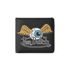 Von Dutch 바이폴드 지갑 비건 가죽 슬림 유니 디자인 남성 및 여성용 플라잉 아이, Von Dutch 바이폴드 지갑, 비건 가죽, 슬림 유