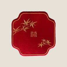 婚禮敬茶跪墊 結婚改口喜字紅色坐福墊 新郎新娘喜墊子 結婚用品, 竹韻 加厚敬茶跪墊 1個