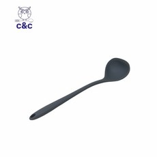餐具達人【C&C 真新矽膠湯杓】耐熱200度C大湯杓 不沾鍋適用 30公分長柄設計, 灰色, 1個