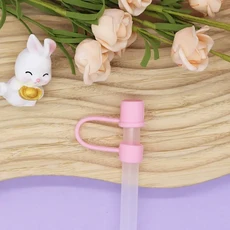 휴대용 빨대 팁 커버 우수한 밀봉 방진 토퍼 캡 보호대 뚜껑 파티 용품 8mm, 02 PINK
