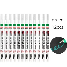 0.7mm 산업용 페인트 마커 7가지 색상 - 금속/플라스틱용 초미세 유성 잉크 방수 및 고광택 마킹(금속 W, 09 green 12pcs