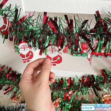 耶誕節裝潢彩條墨綠藤條彩帶，店鋪櫥窗聖誕樹裝飾毛條，創意氛圍佈置聖誕節裝飾, 1個, 聖誕毛條-老人款,1條【約2米】