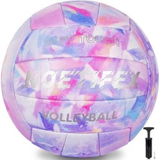 Noetifex 부드러운 PU 가죽 배구 공식 사이즈 5 두껍고 내구성 있는 실내 실외 방수 배구 해변 수영장 체육관 훈련 및 게임용 펌프 포함 458058, Aurora Galaxy