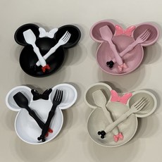 미키 감성 아동 식기세트, 1개, 식판+포크+수저, 화이트