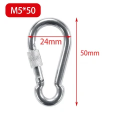 EPHECH 7.6cm(3인치) 튼튼한 스프링 스냅 후크 30개 M8 0.8cm(5/16인치) 아연 도금 스틸 카라비너 퀵 링크 클립 226.8kg(500파운드) 고정 용량, 04 M5x50-LM