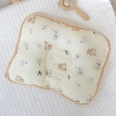 新生兒枕頭嬰兒四季通用透氣定型枕扁頭糾正偏頭初生寶寶枕頭批發, 紫花小熊