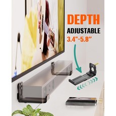 금속 사운드 바 장착 브래킷 가능한 길이 선반 조정 3.4 "에서 공간 절약 홈 벽