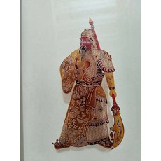 皮影 關公 傳統手工藝 牛皮雕刻 手工上色, 如圖所示, 1個