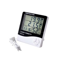 PJ小舖 多功能溫濕度計 電子溫濕度計 室內溫濕度計 濕度計 溼度計 溫濕度測量器 電子鬧鐘 時鐘 電子鐘, White