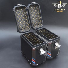 摩托車馱包 適用于春風125-3A狒狒邊箱 后尾箱 鋁合金 不銹鋼 后備箱 側箱 快拆三箱, 黃色貼花邊箱+邊架送內襯,均碼