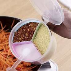 와볼샵 조미료 보관통 원통형 3칸 나눔 다용도 수납정리함 소지품