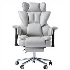 레퓰리 고급 PU가죽 게이밍의자 1인용 리클라이너 각도조절 가능 발받침 내장 사무용 중역의자 게임 업무 휴식 다용도 활용, 그레이