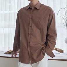OVER NINE 男款亞麻長袖襯衫