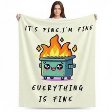 재미있는 정서적 지원 쓰레기 수거통 소방서 의자 담요 동료 보스를 위한 사무실 선물 It's Fine I'm Everything is 베이지 재미있고 부드러운 152.4 x 1