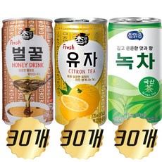 참맑은 겨울음료 3종 각 30캔씩 혼합모음(벌꿀+유자+녹차), 1세트, 90개입, 175ml