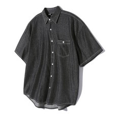 매장정품 트릴리온 TRILLION 스톤 워싱 오버핏 데님 반팔 셔츠 (DEEP GRAY) TRSSH20GR 173576