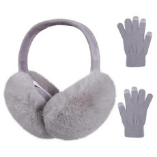 BEARAE 여성용 겨울 접이식 귀마개 및 장갑 세트 따뜻한 플러시 이어 워머 아웃도어 커버 217329