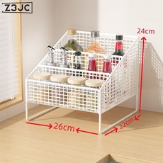 Z3JC 調料置物架廚房收納架家用杯架檯面多功能調味品分格儲物架子桌面, 1個, 【廠家】珍珠白中號:如圖