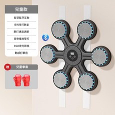 ROYA 兒童款 智慧藍牙拳擊靶 燈光擊打計數 音樂播放, 曜石黑 - 智慧拳擊靶送兒童拳套, 1個