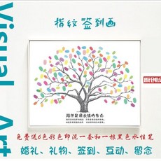 【桃園有貨】畢業指紋簽到樹衕學聚會婚禮簽到創意簽名框留念幼兒園開學定製 Z95I, P款,30*40 畫芯 不定製, 1個