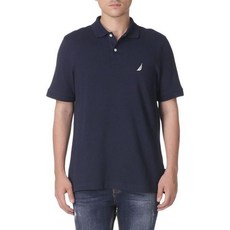 노티카 남성 반팔 솔리드 코튼 피케 폴로 셔츠, 작은_해군