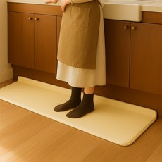 오라플 밀착 주방매트 PVC 푹신한 논슬립 발매트, 1개, 옐로우