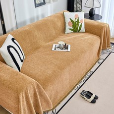 雪尼爾沙發巾 拼色幾何圖案 居家裝飾蓋毯, 人字紋橙色,90x180