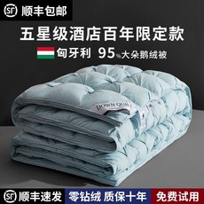 구스이불세트 거위 겨울 봄 가을 싱글 구스다운 호텔 이불 한파 겨울용 침구 코어 호텔이불, E. 블루(120수 항균 진드기방지)