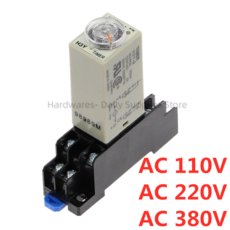 파워 딜레이 로터리 노브 타이머 타이밍 타임 릴레이 AC 110V 220V 380 DPDT 5S 10S 30S 60S 3M 5M 10M 30M 베이스 소켓이 있는 H3Y, 30) 0 - 60 Minute - Voltage AC, 1개