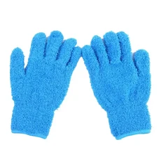 실용적인 극세사 산호 양털 청소 장갑 자동차 그루밍 솔리드 5 손가락 먼지 제거 가사 흡수제 1 쌍, 05 파란