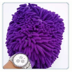 세차 장갑 셔닐 플러시 두꺼운 양면 자동차 용품 청소 도구 액세서리 디테일링, 01 보라색