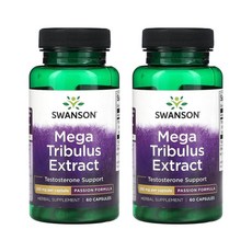 스완슨 메가 트리뷸러스 250mg 60캡슐 2병 트리블러스 Tribulus 테스토스테론, 2개, 60정
