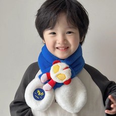 兒童圍巾 可愛圍巾 高顏值圍巾 防風保暖 兒童冬季保暖毛絨圍巾男寶寶奧特曼交叉卡通加厚圍脖女孩拚色脖套