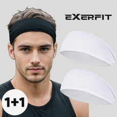엑서핏 1+1 스포츠 쿨링 헤어밴드 러닝 땀흘림방지 흡수, 화이트, 2개