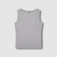 JAJU 여 코튼 립 보트넥 민소매 티셔츠 J116201076083 651945