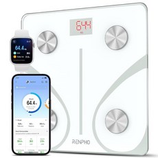 <RENPHO 한국본사> 렌포 앱연동 스마트 체성분 체중계, 화이트, 1개