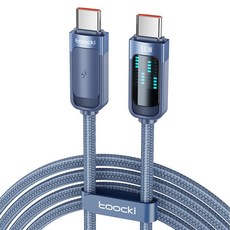 Toocki LED 라이트 PD 100W C to C타입 초고속충전 케이블, 1개, 블루, 1m