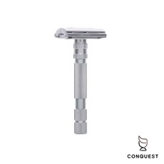【CONQUEST】加拿大 Rockwell Razors Model T2 六段可調式刮鬍刀 蝴蝶式刀頭，男士刮鬍刀，可調節刮鬍刀, 1個, 刷鉻(Brushed Chrome)