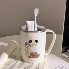 動物家族不鏽鋼漱口杯, 動物家族【白色把手杯,401-500ml, 1個