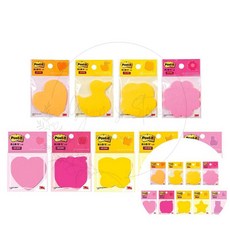 3M 포스트잇 강한점착용 모양노트 다꾸 시험 기록 물류 필기 체크리스트 전달 요약, 윙크하트