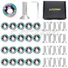 SLKFHWO 6063-T6 경질 알루미늄 합금 펜더 워셔 20피스 CNC 정밀 가공 범퍼 엔진 구획 JDM 자동차 액세서리 드레스업 키트(스크류 워셔-PVD 번드 블루), PVD Colorful, 1개