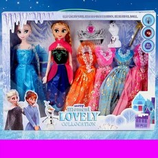 冰雪奇緣艾莎安娜娃娃套裝愛莎公主姐妹女孩生日禮物首選, 1個, 915大禮盒+化妝套餐+魔杖+皇冠,12關節【比較靈活】