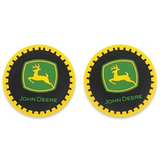 John Deere 타이어에서 영감을 받은 자동차 컵받침 - 2개 세트 - John Deere 미끄럼 방지 PVC 자동차 컵받침 차량 컵 홀더용, 블랙